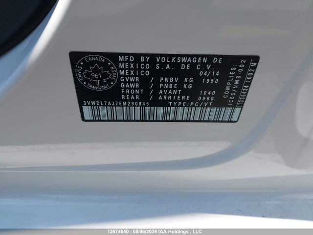 Auction sale of the 2014 Volkswagen Jetta 2.0 Tdi Comfortline/2.0 Tdi Highline/2.0 Tdi Trendline+, vin: 3VWDL7AJ7EM290845, lot number: 12674040