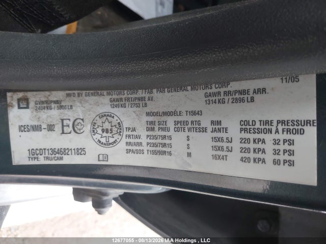 Aukcja sprzedaży 2006 Chevrolet Colorado Lt, vin: 1GCDT136468211825, numer aukcji: 12677055
