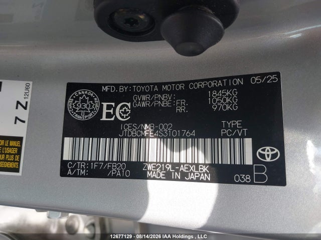 Toyota Corolla Hybrid 2025 JTDBCMFE4S3101764 Image 9