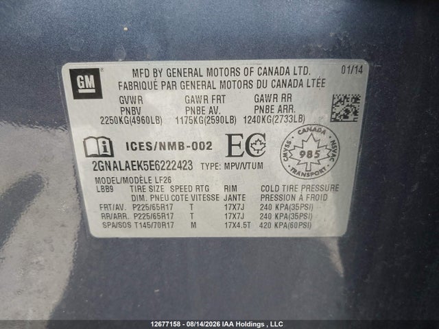 Chevrolet EQUINOX LS 2014 2GNALAEK5E6222423 Image 9