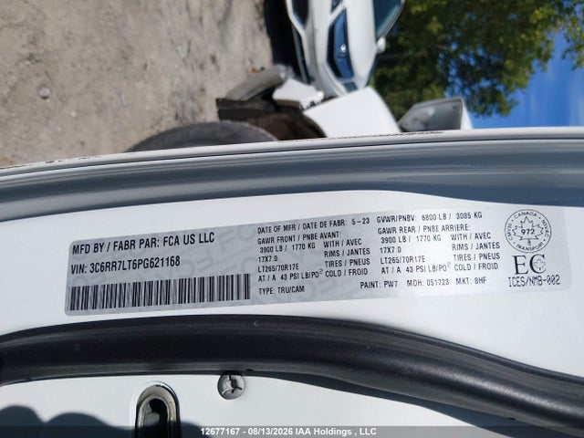 Продажа на аукционе авто 2023 Ram 1500 Classic Slt, vin: 3C6RR7LT6PG621168, номер лота: 12677167