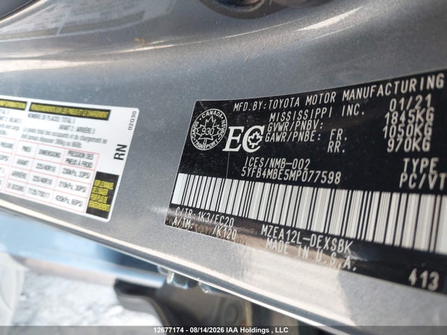 Toyota COROLLA SE 2021 5YFB4MBE5MP077598 Image 9
