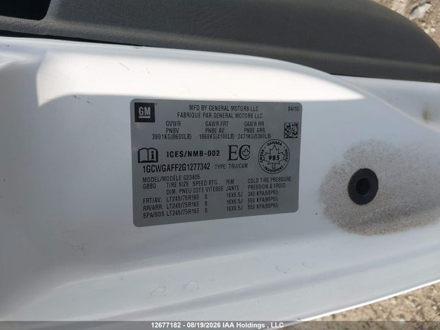 Chevrolet Express 2500 1wt 2016 1GCWGAFF2G1277342 Image 19