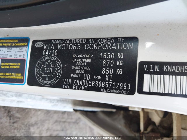 Продаж на аукціоні авто 2011 Kia Rio Lx/sx, vin: KNADH5B36B6712993, номер лоту: 12677209