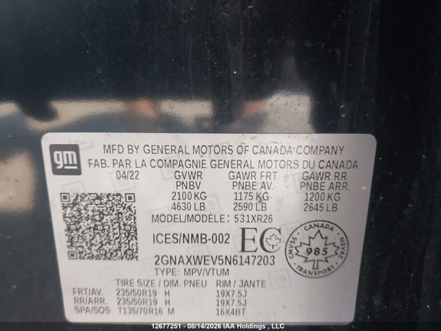 Chevrolet EQUINOX RS 2022 2GNAXWEV5N6147203 Image 9