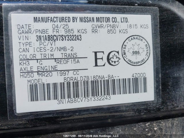 Nissan SENTRA SV 2025 3N1AB8CV7SY332243 Image 18