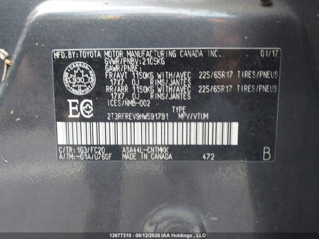 Toyota Rav4 Xle 2017 2T3RFREV9HW591791 Image 9