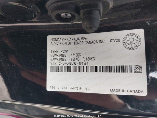2HGFC4B69LH401591 Honda Civic Lx