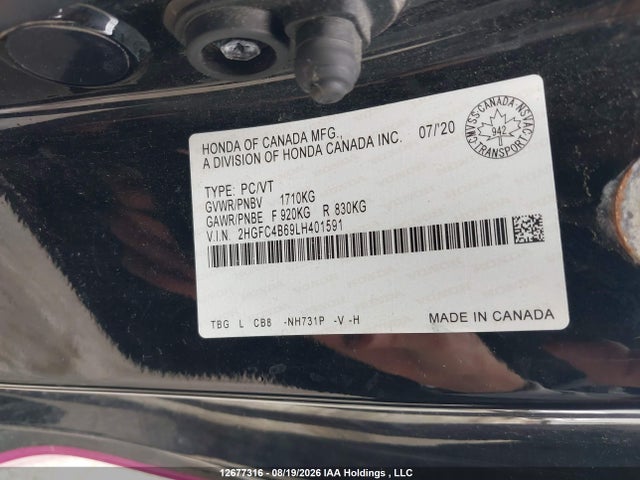 2HGFC4B69LH401591 Honda Civic Lx
