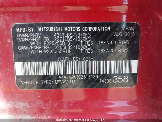 JA4AJ4AW3GZ613189 Mitsubishi Rvr Gt/se Limited Edition