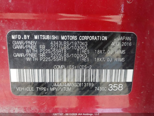 JA4AJ4AW3GZ613189 Mitsubishi Rvr Gt/se Limited Edition