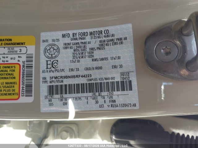 Ford Bronco Sport 2025 3FMCR9BN0SRF44223 Image 9