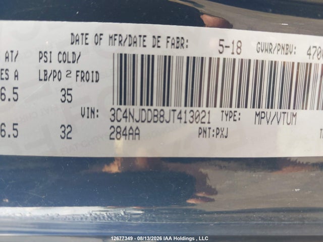 Продажа на аукционе авто 2018 Jeep Compass Trailhawk, vin: 3C4NJDDB8JT413021, номер лота: 12677349