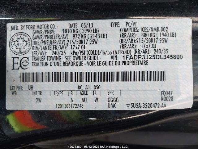 Продажа на аукционе авто 2013 Ford Focus Titanium, vin: 1FADP3J25DL345890, номер лота: 12677380