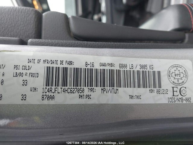 Aukcja sprzedaży 2017 Jeep Grand Cherokee Trailhawk, vin: 1C4RJFLT4HC627050, numer aukcji: 12677384