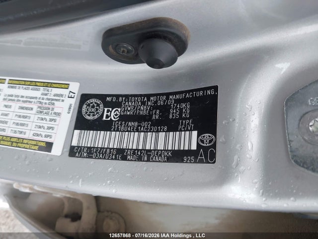 Aukcja sprzedaży 2010 Toyota Corolla Ce, vin: 2T1BU4EE1AC230128, numer aukcji: 12657868