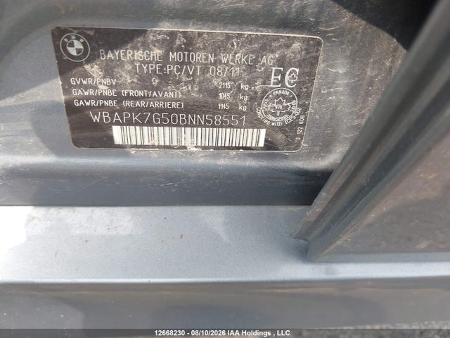 Продаж на аукціоні авто 2011 Bmw 3 Series, vin: WBAPK7G50BNN58551, номер лоту: 12668230