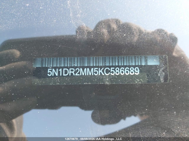 2019 Nissan Pathfinder Platinum/s/sl Premium/sv Tech მანქანა იყიდება აუქციონზე, vin: 5N1DR2MM5KC586689, აუქციონის ნომერი: 12670679