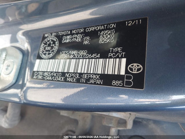 Продажа на аукционе авто 2012 Toyota Yaris, vin: JTDBT4K30CL026454, номер лота: 12671146