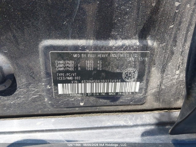 Продажа на аукционе авто 2011 Subaru Legacy 2.5i Premium, vin: 4S3BMGB62B3234956, номер лота: 12671564