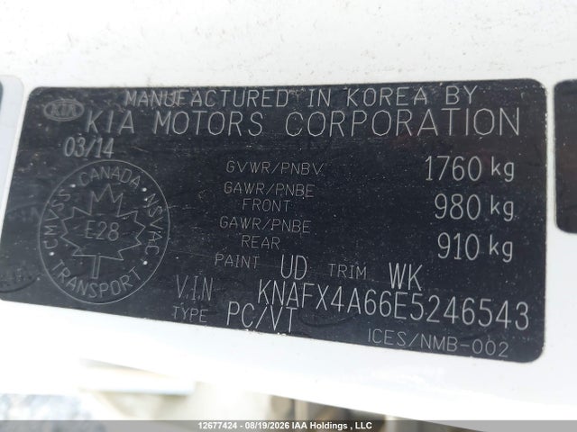 Продажа на аукционе авто 2014 Kia Forte Lx, vin: KNAFX4A66E5246543, номер лота: 12677424