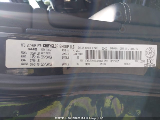 1C4RJFCM4EC309868 Jeep Grand Cherokee Overland