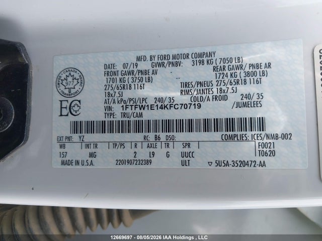 Ford F-150 Xlt 2019 1FTFW1E14KFC70719 Image 9