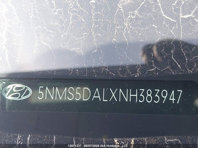 Auction sale of the 2022 Hyundai Santa Fe Ultimate Calligraphy, vin: 5NMS5DALXNH383947, lot number: 12671337