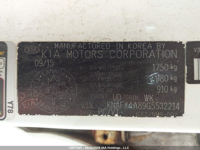 KNAFX4A89G5532214 KIA FORTE EX