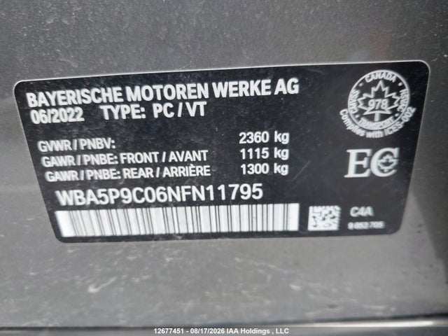 BMW 330e Xdrive 2022 WBA5P9C06NFN11795 Image 18