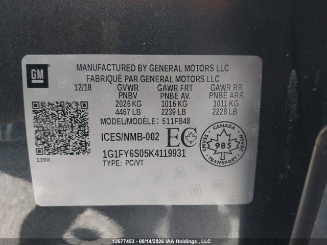 Chevrolet BOLT EV LT 2019 1G1FY6S05K4119931 Image 9