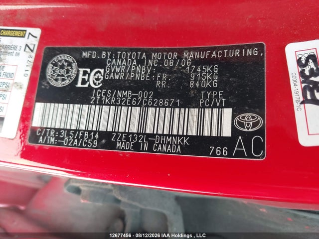 Aukcja sprzedaży 2007 Toyota Corolla Matrix Xr, vin: 2T1KR32E67C628671, numer aukcji: 12677456