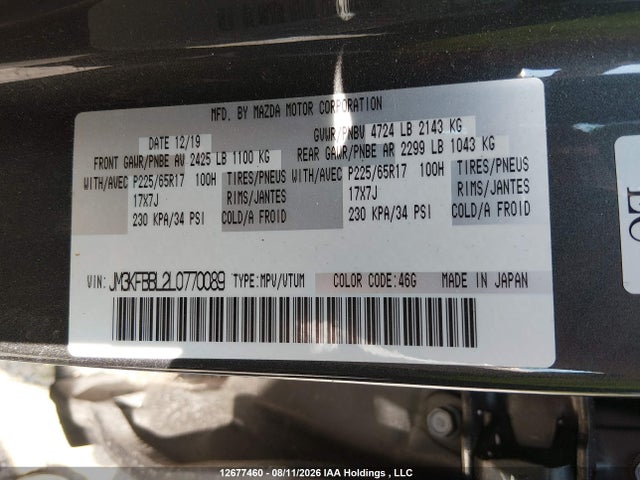 Mazda CX-5 SPORT 2020 JM3KFBBL2L0770089 Image 9