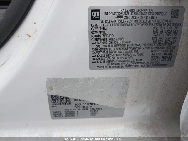 12677466 :رقم المزاد ، 2GCUDDED9P1141978 vin ، 2023 Chevrolet Silverado 1500 مزاد بيع