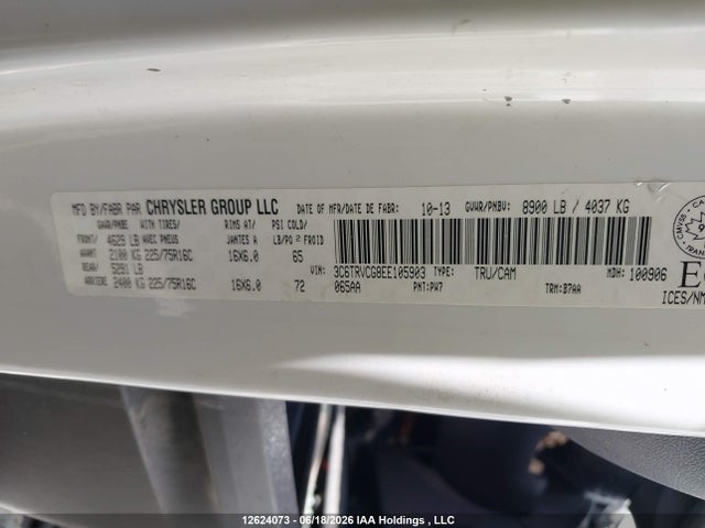 Auction sale of the 2014 Ram Promaster 2500 High Roof, vin: 3C6TRVCG8EE105903, lot number: 12624073