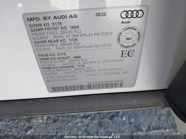 WA13AAGE4MB000833 Audi E-tron 55 Technik