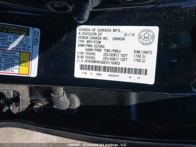 12665007 :رقم المزاد ، 2HKRM4H56EH116493 vin ، 2014 Honda Cr-v Ex مزاد بيع
