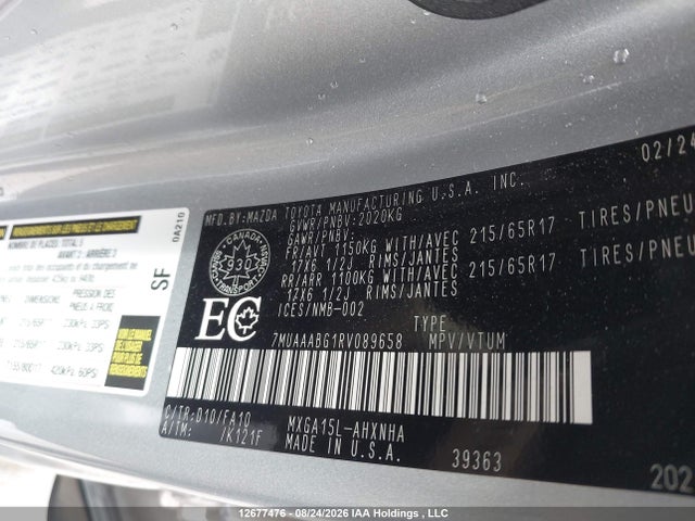 7MUAAABG1RV089658 Toyota Corolla Cross L