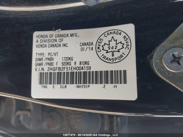 Honda CIVIC EX 2014 2HGFB2F51EH004159 Image 20