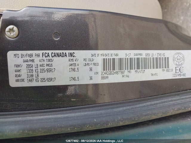 Dodge Grand Caravan Cvp/sxt 2017 2C4RDGBG3HR877887 Image 9