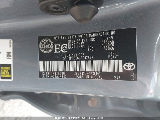 5YFBPRBE6LP017977 Toyota COROLLA LE