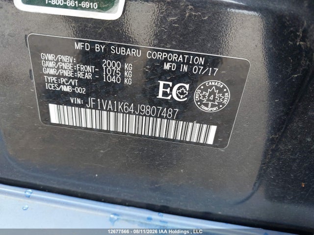 Subaru Wrx Limited 2018 JF1VA1K64J9807487 Image 16