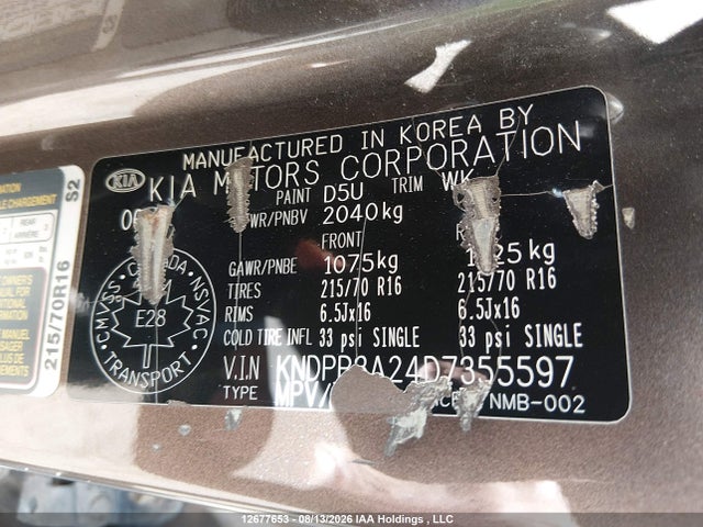 Продажа на аукционе авто 2013 Kia Sportage Lx, vin: KNDPB3A24D7355597, номер лота: 12677653