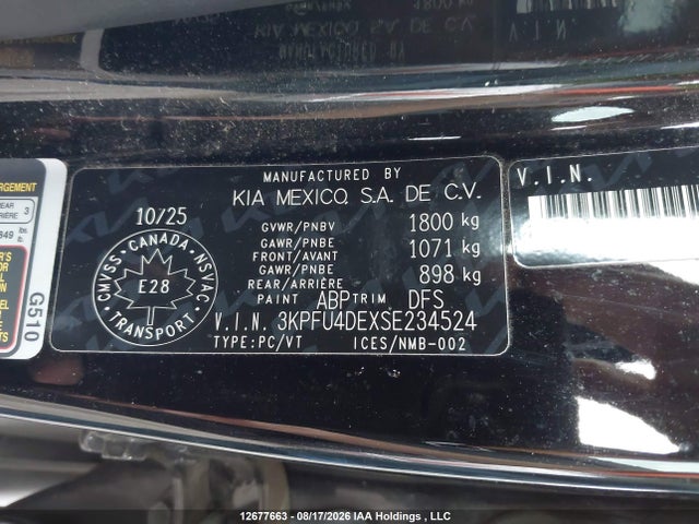 Aukcja sprzedaży 2025 Kia K4 Ex/ex+, vin: 3KPFU4DEXSE234524, numer aukcji: 12677663