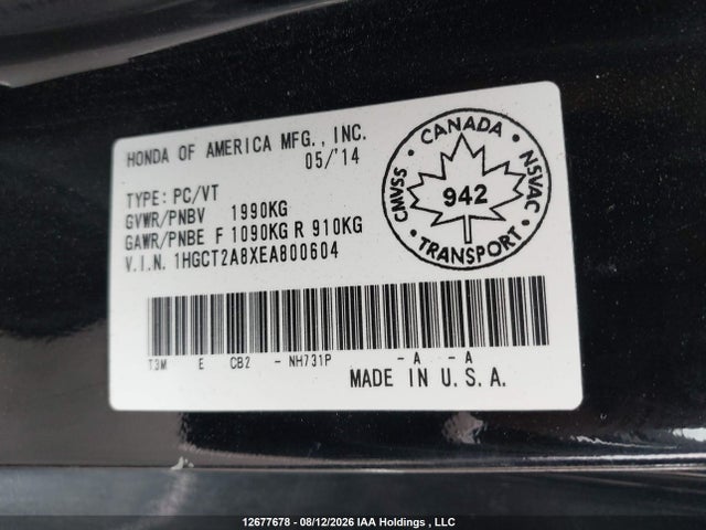1HGCT2A8XEA800604 Honda ACCORD EXL