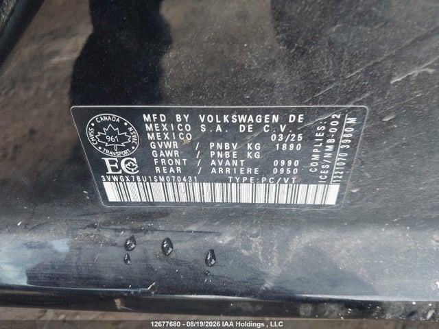 3VWGX7BU1SM070431 Volkswagen Jetta
