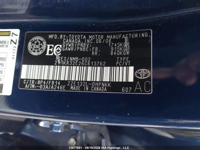12677681 :رقم المزاد ، 2T1KR32E26C613762 vin ، 2006 Toyota Matrix Xr/xrs مزاد بيع