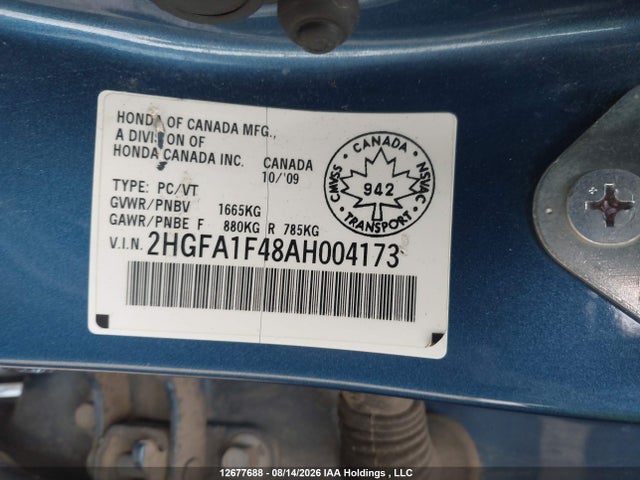Продажа на аукционе авто 2010 Honda Civic Dx-g, vin: 2HGFA1F48AH004173, номер лота: 12677688
