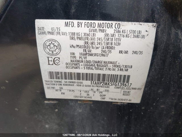 Ford Police Interceptor 2015 1FAHP2MK5FG139617 Image 9