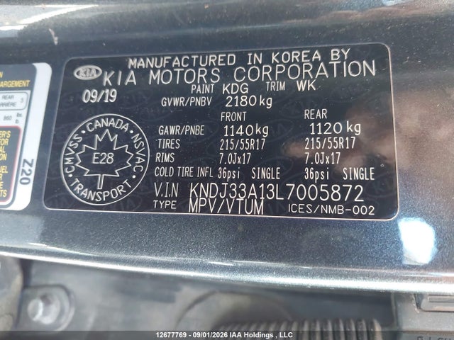 Auction sale of the 2020 Kia Soul Ev Limited, vin: KNDJ33A13L7005872, lot number: 12677769